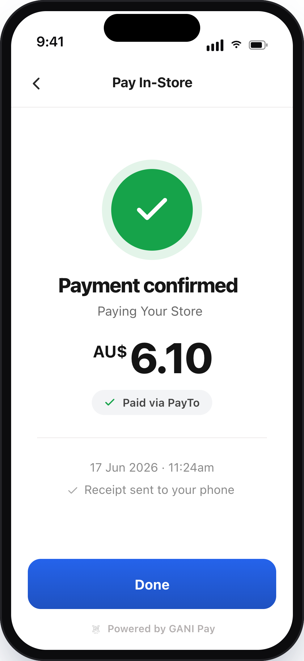 Your Store payment confirmation